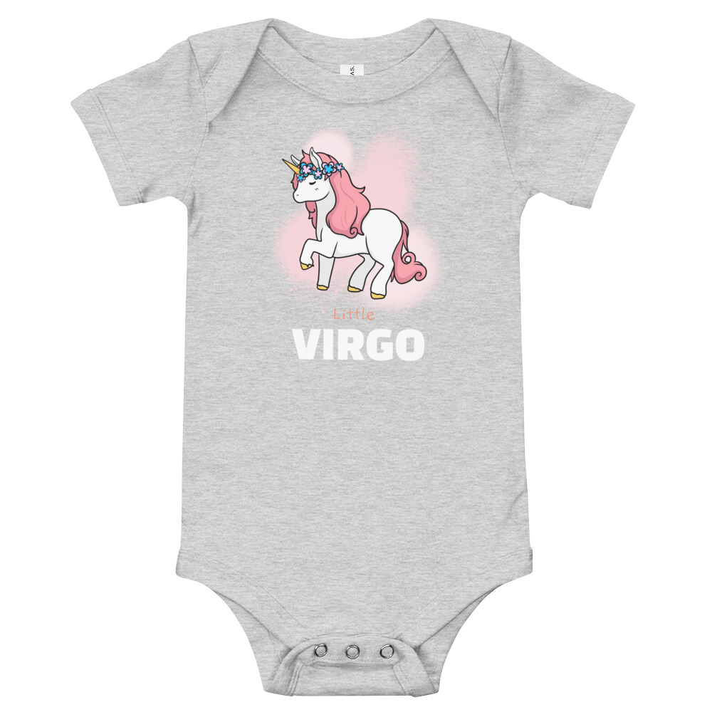 Little Virgo - white text Baby short sleeve one piece - Image 3
