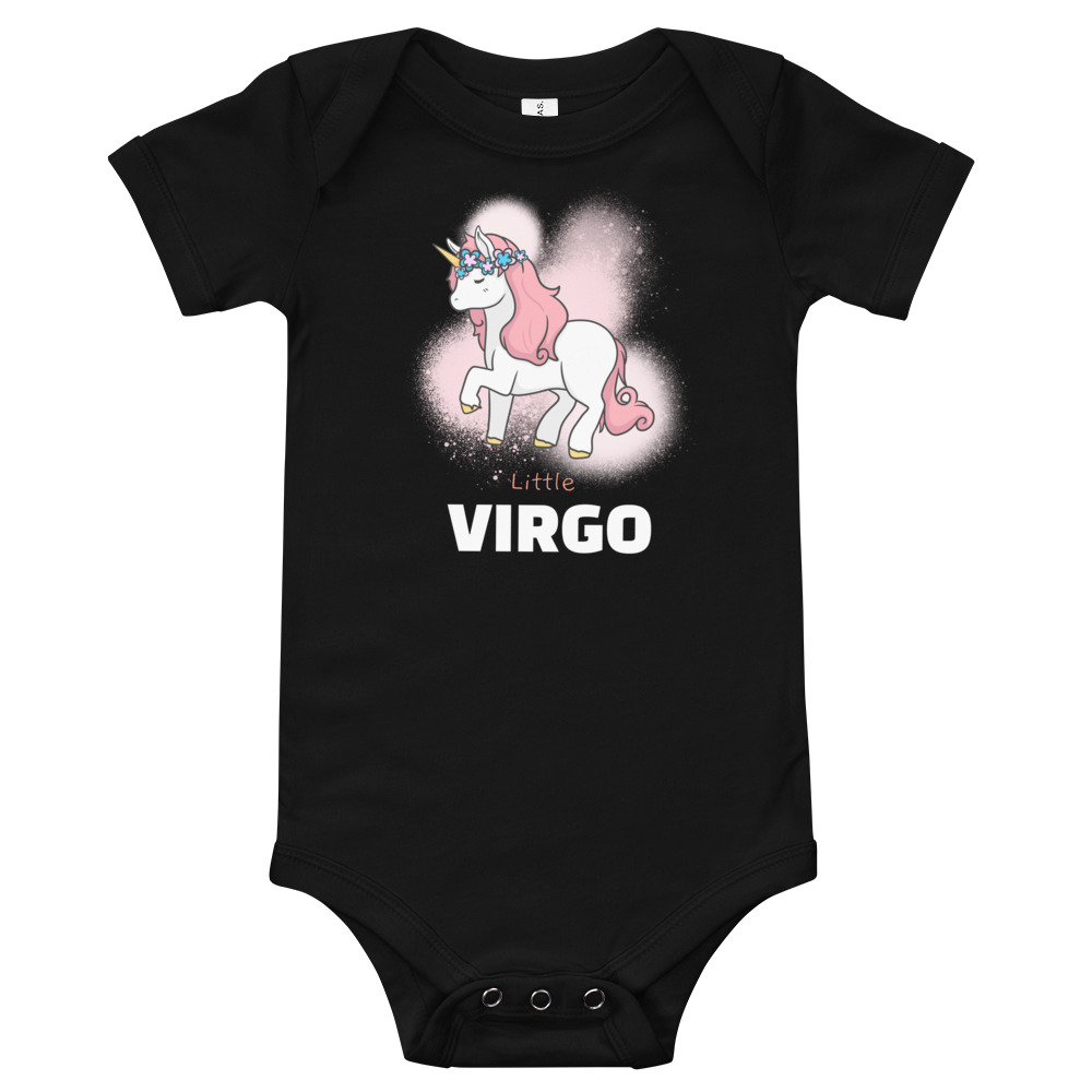 Little Virgo - white text Baby short sleeve one piece - Image 2