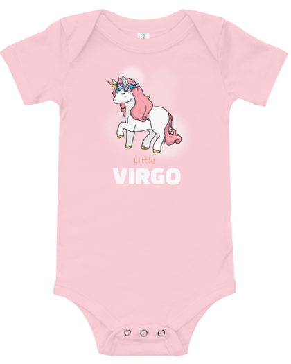 Little Virgo - white text Baby short sleeve one piece