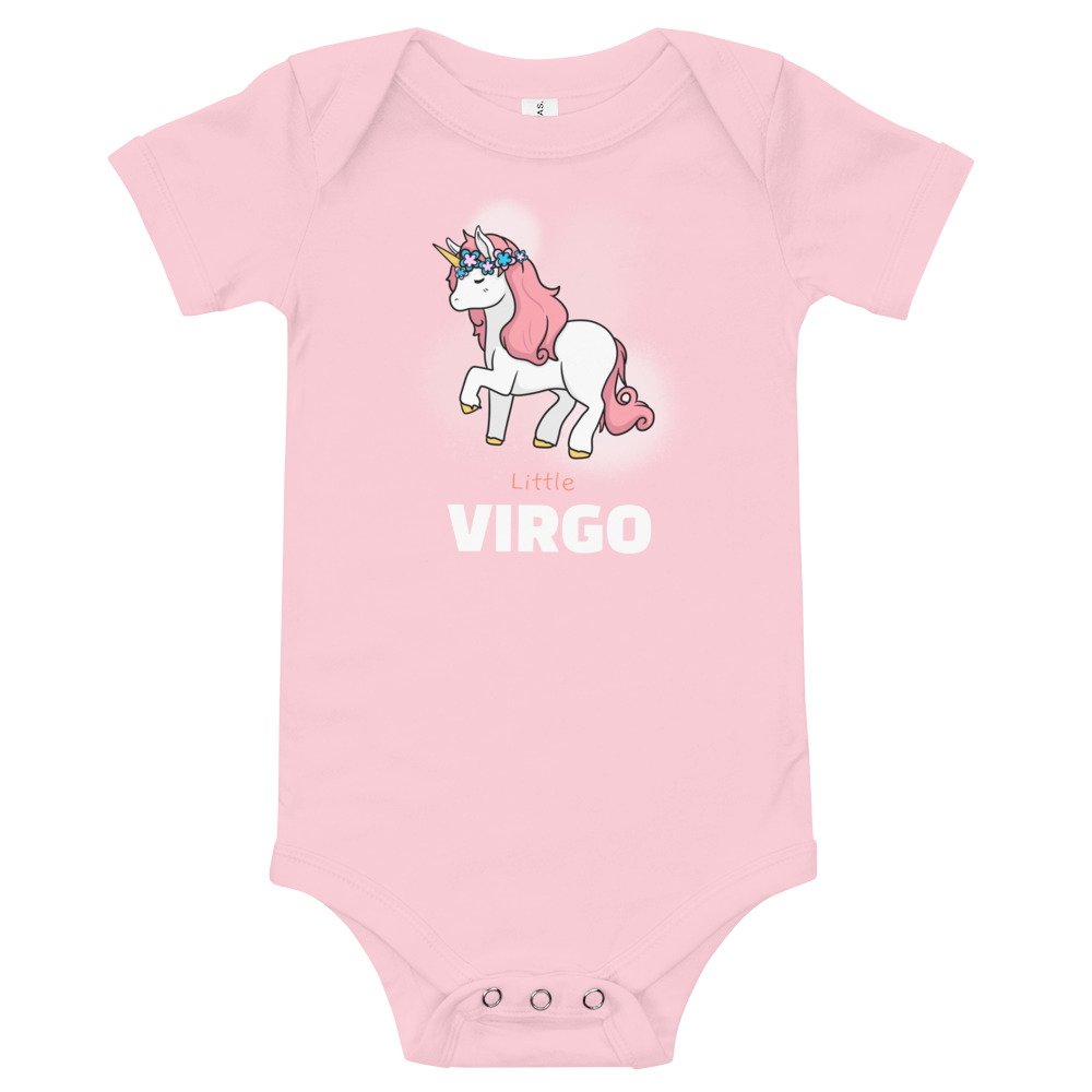 Little Virgo - white text Baby short sleeve one piece
