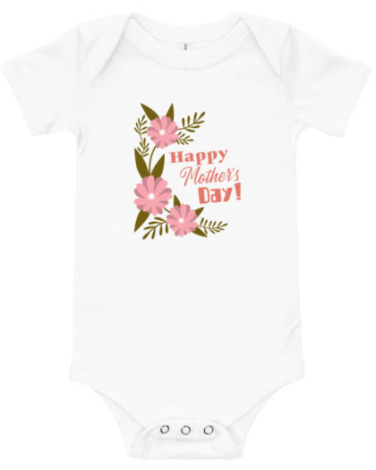 Happy Moher's Day Flowers - Baby short sleeve one piece