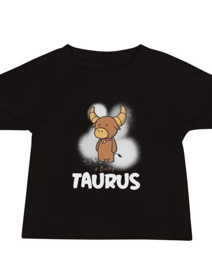 Baby Taurus - white text Baby Jersey Short Sleeve Tee